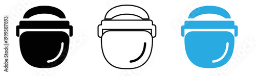 Three minimalist toilet illustrations top side and perspective views