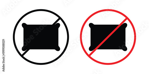 No pillow sign outlined. Flat fill icons