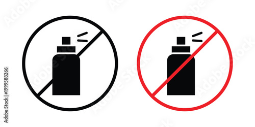 No spray can allowed sign outlined. Flat fill icons