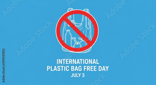 International plastic bag free day graphic with plastic bottle icon