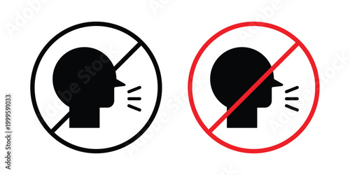 Stop talking sign outlined. Flat fill icons