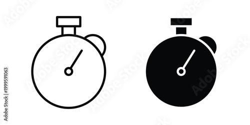 Stop watch icon outlined. Flat fill icons