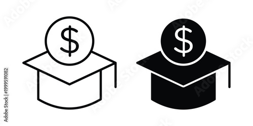 Student loan icon outlined. Flat fill icons