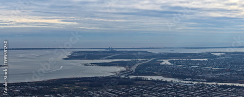 Aerial view of Jamaica Bay and Canarsie shoreline - New York, US