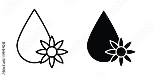 Sunflower oil icon outlined. Flat fill icons