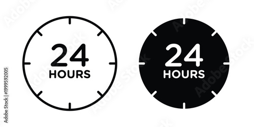 Twenty four hours icon outlined. Flat fill icons