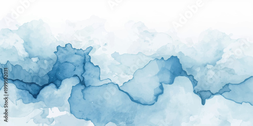 Abstract watercolor art featuring soft blue hues, perfect for background. 