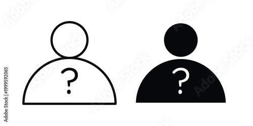 unknown person icon outlined. Flat fill icons