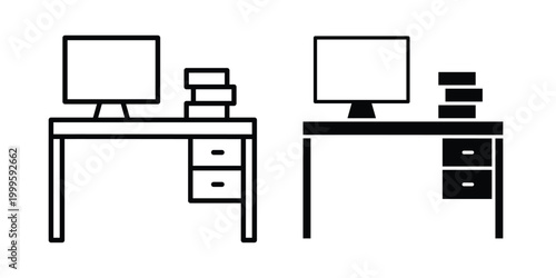 Workplace icon outlined. Flat fill icons
