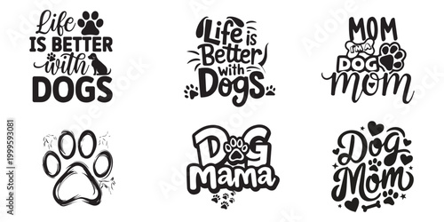 Tableau sur toile Dog mom t shirt designs life is better with dogs apparel graphics