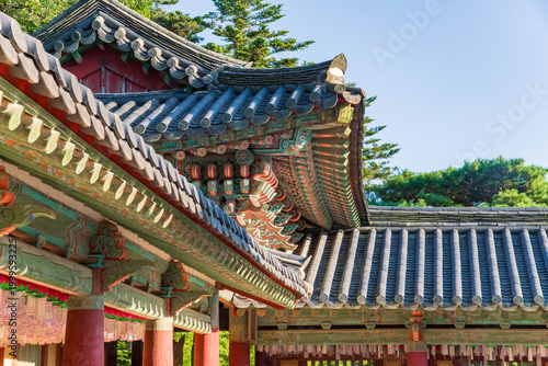 Toit du Temple Bulguksa, Gyeongju, Corée du Sud, Asie
