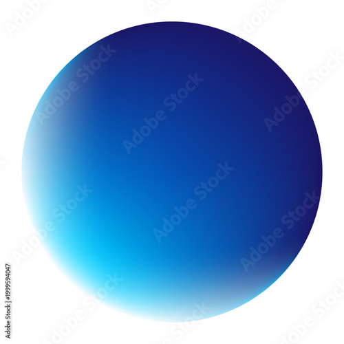 Glossy blue sphere illustration, abstract gradient circle, modern 3d geometric glowing shape design