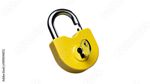 Foto Open Yellow Metal Padlock with Silver Shackle