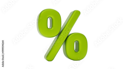 Canvastavla Bright green three dimensional percentage symbol sign