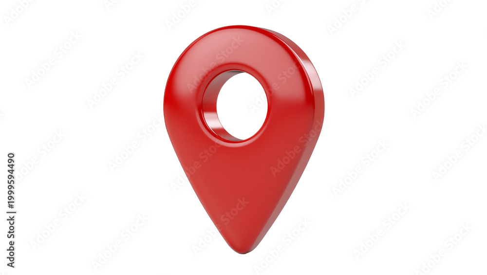 Obraz premium Shiny red location marker icon with circular cutout