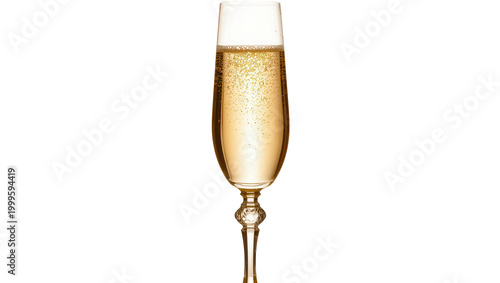 Photography Elegant Champagne Flute Filled with Sparkling Golden Liquid