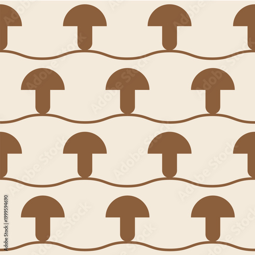 Seamless biological pattern. Mushroom. Mycelium. Vector