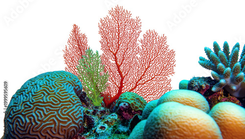 Quadro su tela Vibrant Coral Reef with Brain Coral and Staghorn Coral