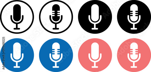 set of colorful microphones vector illustration flat design