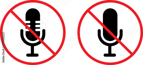 no microphone allowed sign flat design vector illustration