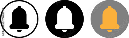 three notification bells ringing flat design vector illustration