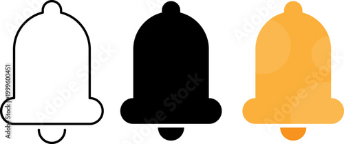 three notification bells ringing flat design vector illustration