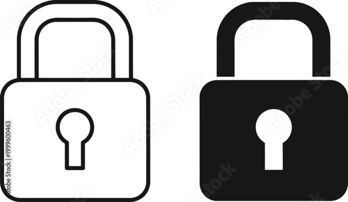 Two padlock icons black and white representation of security and locking mechanisms