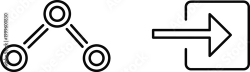 Black and white line art of chemical structure and exit sign