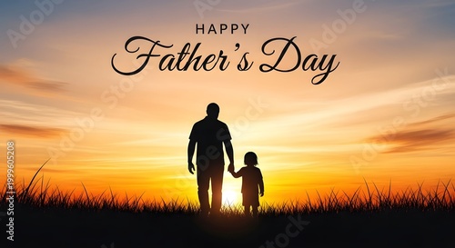 Father's day silhouette a heartwarming scene of father and child enjoying a sunset together