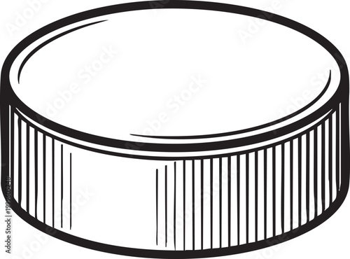 Black and white illustration of a cylindrical object with vertical lines