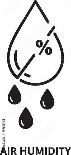 Air humidity icon with water droplets and percentage symbol