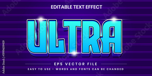 ULTRA 3D Text Effect - Cyan Blue Modern Vector