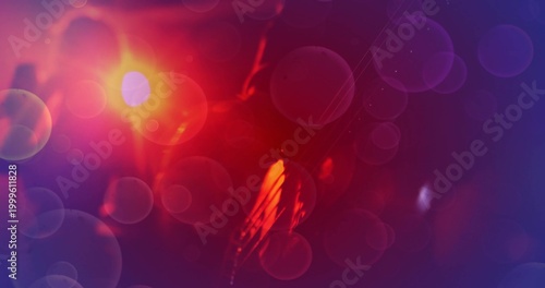 Fotografia Glowing ambiguous silhouette and overlapping bokeh filling dark studio, with war