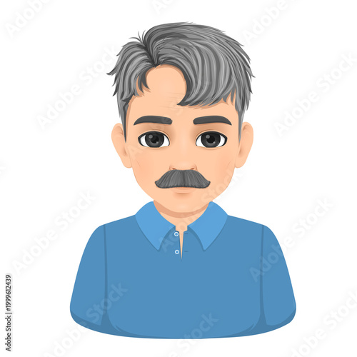 Portrait of a man with gray hair and mustache.