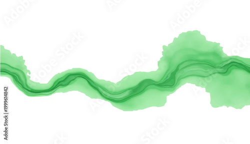 A vibrant green watercolor design reminiscent of a meandering river or organic brushstroke, evoking a sense of fluidity and natural beauty.