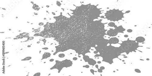 Abstract circular gray paint splash with textured grunge details isolated on white for artistic graphic design and creative visual background compositions