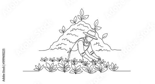 Organic farming. A central plant grows strong with minimal soil layers visible beneath, while small eco symbols and insects appear nearby. Gentle sparkles and