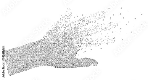 A hand silhouette pulling a curtain shut, symbolic gesture of concealment, off-center composition with strong negative space, monochrome halftone illustration