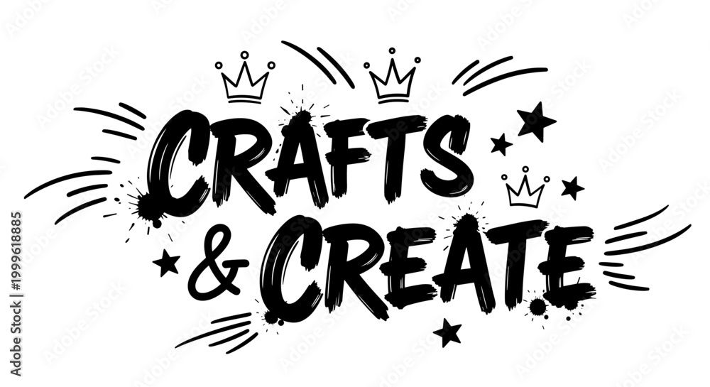 Obraz premium Craft & Create. lettering and all elements in black. Vector style. White background. Pure white background. Perfect isolation and visual consistency. Dynamic