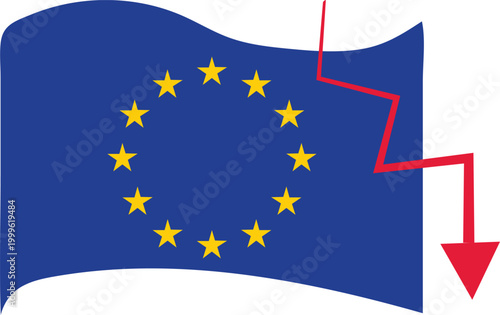 Eu flag, downward falling arrow Global economic crisis
