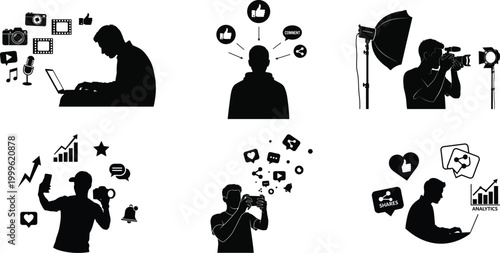 Digital nomad lifestyle a silhouette illustration of remote work technology and connectivity in modern society