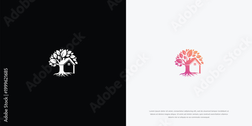 Tree House Logo Design Vector