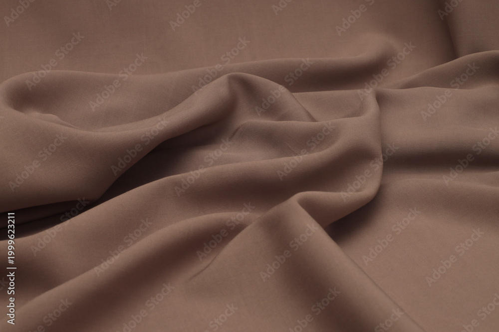 Obraz premium Mocha beige, brown drapery Wave podium platform Silk Fabric. Abstract light and shadow texture art background.