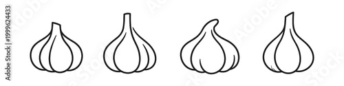Garlic Icons Line Art