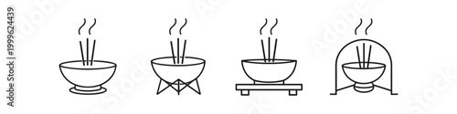 Incense Burner Icons Set