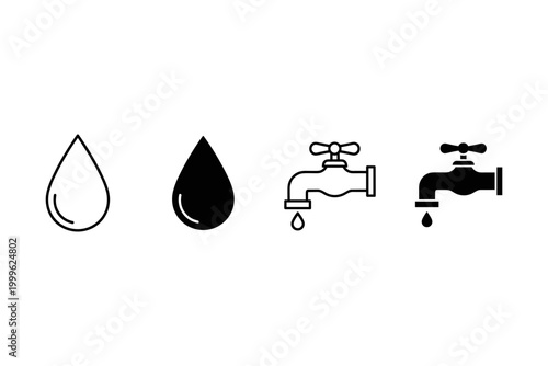 Water Drop and Faucet Icons