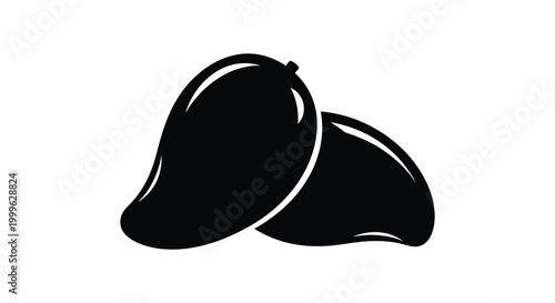 Two ripe mangoes in a black silhouette against a white background silhouette high quality professional detailed modern elegant stylish clean crisp