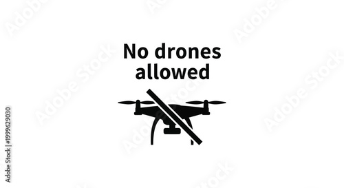 No drones allowed sign with crossed out quadcopter silhouette high quality professional detailed modern elegant stylish clean crisp vibrant colorful digital