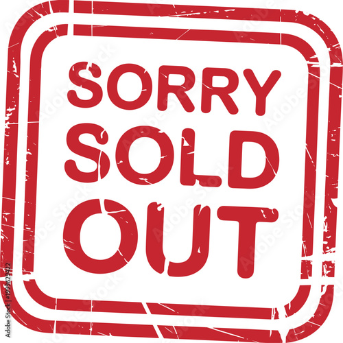 Red Grunge Stamp Text SORYSOLDOUT Isolated on White Background