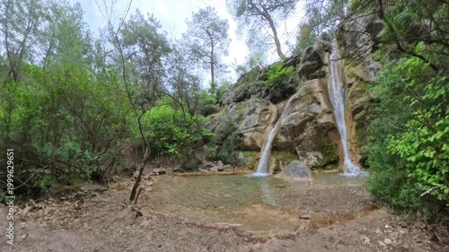 Cinematic Drone Footage of a Hidden Waterfall in Green Forest
